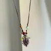 Collar de Uva Dopamina de Verano Colorido Frutal y Dulce para Mujer Collar de Cuerda Trenzada Morada Cadena de Clavícula Simple y Fresca