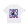 Atacado transfronteiriço verão 2026 nova marca da moda BAPE Camiseta com estampa clássica de macaco, camiseta unissex de manga curta