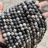 Cuentas de piedra de red negra natural, cuentas sueltas de jaspe negro, accesorios hechos a mano para bricolaje, fabricantes al por mayor