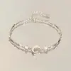 Pulsera con Lazo de Sakura, Estilo de Lujo Ligero de Nicho, Circonita Rosa de Alta Gama, Fresca y Elegante, Joyería de Amistad, Pulsera de Moda