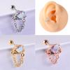Pendientes de moda con forma de llave y alas de ángel, con cadena, taladro, dientes externos, tornillos y clavos para las orejas.