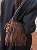 Bolso Pequeño Cuadrado Retro Francés Shuai Mijia para Viajes Diarios de Mujeres, Nuevo de Verano 2026 de Alto Valor con Flecos para Hombro Cruzado