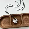 Collar de Cordón Largo de Cuero con Colgante de Corazón Estilo Ins Coreano y Japonés Personalidad Chica Picante Moda Y2K Tendencia Accesorio de Ropa Versátil
