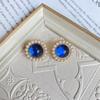 Pendientes Port Elegantes Vintage de Época Media Color Transparente Piedra de Cristal Pendientes de Perla Pendientes Elegantes Port para el Trabajo