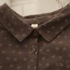 Pabellón Yanyu Camisa de Manga Larga Floral Lijada para Mujer Solapa Holgada Casual Base Algodón Puro Estilo Lino de Algodón