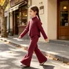 Conjunto de Niña Moda Cuello Alto Tejido Pantalón Largo Niños Dos Piezas