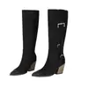 2026 Pedido estrangeiro transfronteiriço botas altas de salto alto grossas bico fino 40-43 tamanho grande botas de cowboy western de cano alto AliExpress