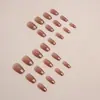 24 Piezas de Manicura Francesa Dorada de Ballet Corto Europeo y Americano, Uñas Postizas Simples y de Lujo, Uñas Terminadas Usables al por Mayor