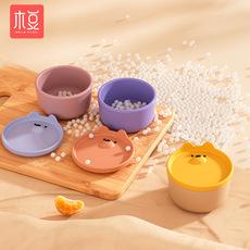 Tigela infantil estilo urso transfronteiriça com tampa, tigela de comida para bebê, tigela infantil de silicone completa para bebê, tigela inquebrável