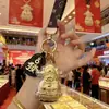 Chaveiro Popular Estilo Chinês Ouro Puro 999 Desenho Animado Deus da Riqueza, Pingente Acessório de Bolsa Fofo Que Traz Riqueza Instantânea