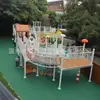 Equipo de diversión grande para exteriores tobogán de acero inoxidable casa del árbol de madera para niños punto escénico parque jardín de infantes enrejado para trepar