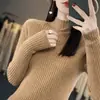 Nuevo Suéter de Mujer Cuello Medio Alto Manga Larga Otoño/Invierno para Mujer Hilo Peinado Ajustado Tejido de Punto Estilo Coreano Tejido de Punto
