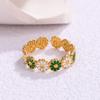 Estilo Coreano Nuevo Dulce Goteo de Aceite Flor Acero de Titanio Anillo Abierto para Mujer Moda Lujo Ligero Simple Ins Acero Inoxidable Anillo