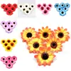 Girasol de simulación flor de girasol cabeza de flor 8cm Flor de pasador hecha a mano DIY Rota de mimbre sombrero de paja lintel decorativo corona arreglo floral