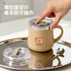 Caneca 304 Criativa para Duas Bebidas Copo de Café de Escritório Camada Dupla Copo de Água com Tampa Desenho Animado Aparência Bonita Copo Barrigudo