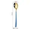 Acero inoxidable 304 estilo coreano cuchara cuchara de postre Tenedor café mango largo cuchara para mezclar vajilla occidental creativa se puede imprimir logo