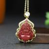 Atacado de fábrica pingente natural de cinábrio de alto teor com incrustação de areia dourada roxa Pingente de Buda Guanyin barriga Pingente de Buda Maitreya
