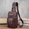8003 Venta Directa de Fábrica Bolso de Pecho para Hombre de Cuero Genuino Bolso de Hombro Grande Bolso de Pecho Frontal Moderno y de Moda Bolso Cruzado Multicapa