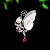 Broche de Mariposa de Nácar Natural Borla de Circonita Colorida Pin de Perla Nuevo Estilo Chino Lujo Ligero Corsage para Abrigo Traje