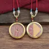 Moeda de Montanha Fantasma de Cinábrio de Latão Caixa Thangka Dupla Face Pingente Gravado com Moedas dos Cinco Imperadores, Ornamento para Pendurar no Carro Caixa Gahu, Presente de Colar