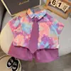 Traje de Verano para Bebé Ropa de Verano para Niños 2025 Nuevo Estilo Preppy para Niños Ropa de Verano de Manga Corta para Niños Moderna