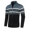 Novo cardigã com gola alta masculino jaqueta fina de fleece suéter casual solto cardigã de malha com jacquard coreano casaco slim