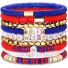 Amazon El más vendido Juego de Pulseras para Día de Partido Set de 9 Piezas para Mujer Elástico con Cuentas Pulsera de Arcilla Suave Set de Decoración Fábrica