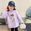 Camiseta de Manga Longa 100% Algodão para Meninas Primavera Outono 2026 Novo Estilo Tamanhos Médio e Grande Crianças Estilosas Meninas Gola Redonda Camada Base