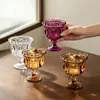 Copo de Vidro para Vela de Aromaterapia, Taça de Champanhe Gravada Retrô Romântica Francesa, Taça Alta com Coroa para Vinho Tinto, Copo de Cera