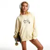 Moletom de Algodão Pesado para Casais, Corte Amplo, Gola Redonda, Pulôver sem Capuz, Versátil, Quente, Blusa Estampada para Outono e Inverno
