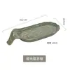 Soporte para cucharas con huella dactilar girado a mano en horno transfronterizo, platillo de hueso de cerámica de cuatro colores, plato cuadrado de alta gama para el hogar, plato de cerámica, soporte para cucharas de cerámica