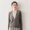 Camiseta de punto coreana con bloques de color 100% cachemira pura para mujer, Suéter de moda con efecto de dos piezas adelgazante, Para usar por dentro y por fuera