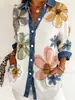 2026 Nova Camisa Patchwork Estilo Europeu e Americano com Estampa Floral 3D para Mulheres, Jaqueta Cardigã Versátil de Manga Longa Moda Primavera
