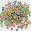 Cuentas de Letras Doradas Acrílicas Semitransparentes Color Caramelo Coloridas Redondas Esmeriladas Accesorios de Joyería para Pulseras de Cuentas DIY