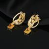 Pendientes de moda con forma geométrica de oreja de trigo dorada y cristal con microincrustaciones de circonita, elegantes pendientes combinables con todo para mujer.