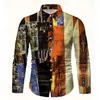 Camisa de manga larga de talla estándar de moda europea y americana para hombre, camisa de manga larga con estampado digital para hombre de comercio exterior, ropa casual de moda transfronteriza