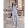Verano 2025 Color Morandi Ropa Estilo Old Money Holgada Cubre Carne Camisa Protector Solar Pantalones de Pierna Ancha Traje de Dos Piezas para Mujer