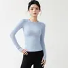 Otoño Tejido sin Costuras Yoga Manga Larga Mujer Transpirable Ajustado Secado Rápido Cuello Redondo Ropa Deportiva Correr Entrenamiento Ropa de Fitness