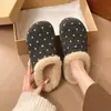 Turbante de Lunares Pantuflas de Algodón para Mujer 2026 Nuevo Invierno Hogar Interior Cálido Aumenta Altura Suela Gruesa de 4 cm Pantuflas de Felpa