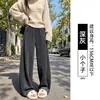 Pantalones de Pierna Ancha con Cuchillo Torcido de Lana para Mujer Otoño Invierno 2026 Nuevos Pantalones Deportivos Casuales Perezosos de Lana Gris para Persona Menuda
