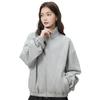 Sudadera Suelta de Cuello Alto Cárdigan para Mujer Otoño e Invierno 2025 Casual 450g Algodón Terry Chaqueta con Cremallera Top Exterior Delgado