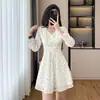 Vestido longo de chifon floral com mangas compridas para mulheres, novo modelo outono 2026, vestido popular mais vendido para mulheres baixinhas este ano