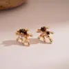 Pendientes Geométricos de Ojo de Tigre con Aguja de Plata Transfronterizos Europeos y Americanos, Pendientes de Moda Retro de Nicho Otoño e Invierno, Pendientes de Lujo Ligero de Gama Alta