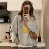 Sudadera con estampado de dibujos animados retro americano, cuello redondo, para mujer, nueva de otoño 2026, estilo casual holgado, sin capucha