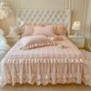Saia de Cama Princesa de Inverno Peça Única Coral Leite Fleece Cobertura de Cama Lençol de Cama Algodão Engrossado Cobertura de Cama Avental de Cama com Saia