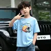 Camiseta de Manga Corta para Niños Verano Nuevo Estilo Niños Algodón Puro Manga Media Tallas Mediana y Grande Niños Camisetas Casuales Holgadas y Camisetas de Base para Niños
