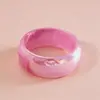 Pulseira Redonda Iridescente de Resina Transfronteiriça Europeia e Americana, Design de Luxo Leve de Alta Qualidade, Joia Versátil Simples e Fashion para Mulheres