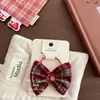 Horquilla de Lana a Cuadros Niannian Otoño e Invierno con Lazo Estilo Coreano Tela Estilo Académico Horquilla para Niños