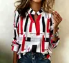 Tejido elástico en cuatro direcciones estampado, nuevo tejido estampado a rayas de colores, estampado digital para camisas de mujer, diseño de moda