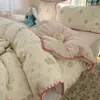 Juego de Algodón de Cuatro Piezas con Borde de Concha, Funda Nórdica de Algodón Puro, Ropa de Cama Nantong Home Textile, Juego de Tres Piezas para Dormitorio 4
